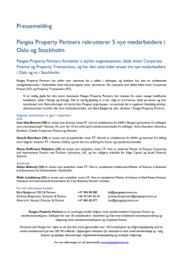 Pressemelding Pangea Property Partners rekrutterer 5 nye