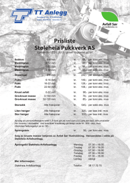 Prisliste-Støleheia Pukkverk As 2015