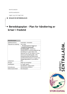Beredskapsplan - Plan for håndtering av kriser i fredstid - Stor