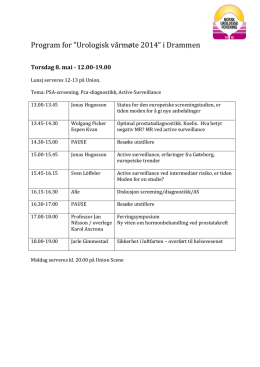 Program for ”Urologisk vårmøte 2014” i Drammen