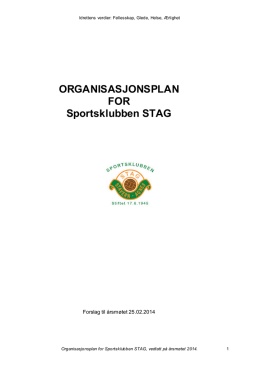 ORGANISASJONSPLAN FOR Sportsklubben STAG