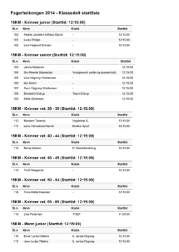 Fagerheikongen 2014 - Klassedelt startliste