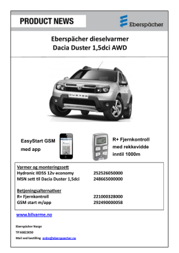 Eberspächer dieselvarmer Dacia Duster 1,5dci AWD