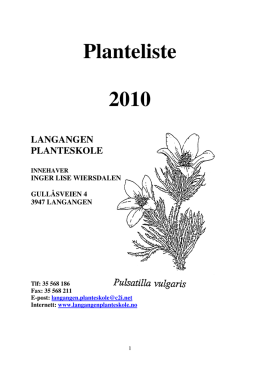 Planteliste 2010 - Langangen planteskole
