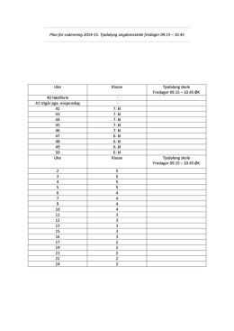Plan for svømming 2014-15. Tjodalyng ungdomsskole