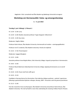 Workshop om Hermeneutikk i helse