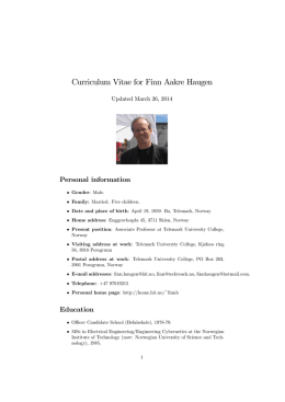 Curriculum Vitae for Finn Aakre Haugen