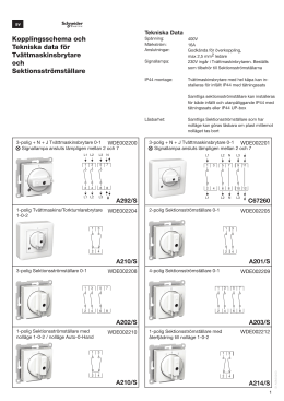 Kopplingsschema och Tekniska data för Tvättmaskinsbrytare