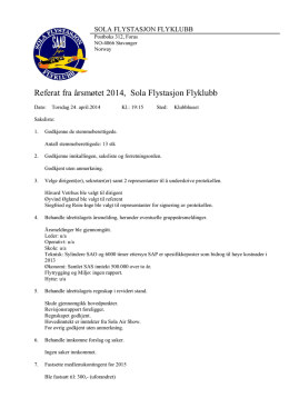 Referat fra årsmøtet 2014, Sola Flystasjon Flyklubb