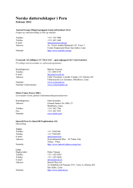 Liste over norske selskaper i Peru (feb 2012).