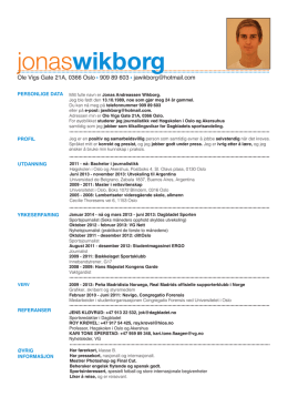 Wikborg, Jonas – CV (februar 2014)