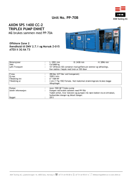 Unit No. PP-70B AXON SPS 1400 CC-2 TRIPLEX PUMP ENHET