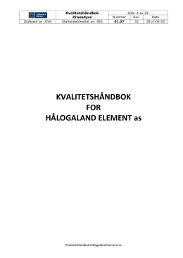 Kvalitetshåndsbok - Hålogaland Element AS