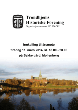 møteinnkallingen - Trondhjems Historiske Forening