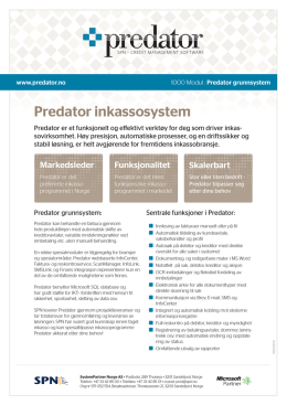Les mer om mulighetene i Predator inkassosystem