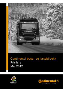Continental buss- og lastebildekk Prisliste Mai 2012