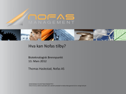 Nofas Management - Norsk Biotekforum