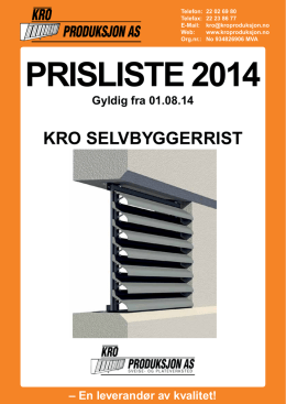 Prisliste 2014 - Kro Produksjon