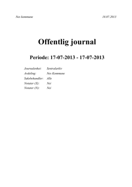 Offentlig journal Periode: 17-07-2013