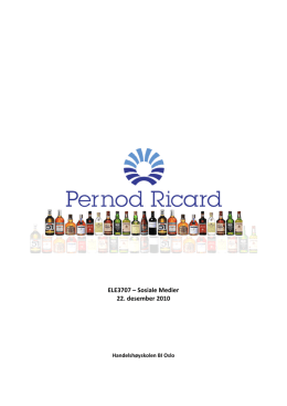 Pernod Ricard Norway: strategi for sosiale medier