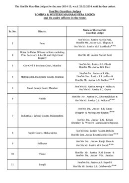 Modified List Of The Hon`ble Guardian Judges for the year 2014-15
