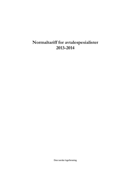 Normaltariff for avtalespesialister 2013-2014
