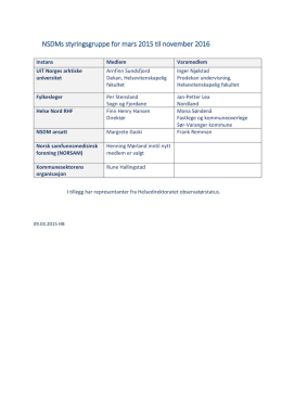 NSDMs styringsgruppe for mars 2015 til november 2016
