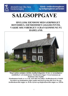 SALGSOPPGAVE - Advokatfirmaet Olav Hana