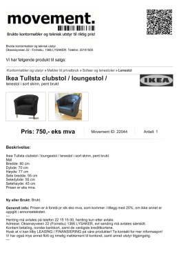Ikea Tullsta clubstol / loungestol / lenestol i sort skinn