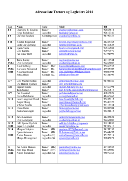 Adresseliste Trenere og Lagledere 2014