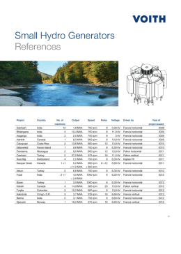 Small Hydro Generators References