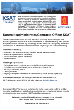 Kontraktsadministrator/Contracts Officer KSAT