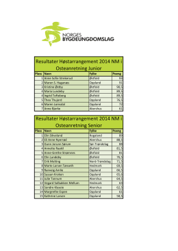 Resultater Høstarrangement 2014 NM i Osteanretning Junior