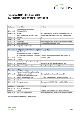 Program NOKLUS-kurs 2014 27. februar Quality Hotel Tønsberg
