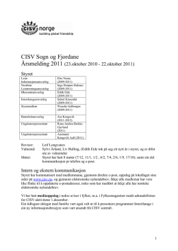 CISV Sogn og Fjordane ÅRSMELDING 2011