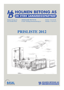 PRISLISTE 2012 - HOLMEN BETONG AS