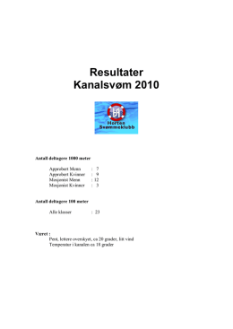 Resultater Kanalsvøm 2010