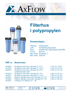 Filterhus i polypropylen