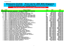 Wakayama Orchids Price List for 20th WOC Singapore