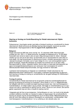 Høyring av forslag om forskriftsendring for Hisdal - NOF Aust