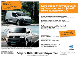 Kampanje på Volkswagen Caddy og Transporter med