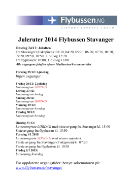 JUL NYTTÅR 2014 2015 Flybussen Stavanger