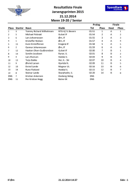 Resultatliste Finale Jarsengsprinten 2015 21.12.2014 Menn