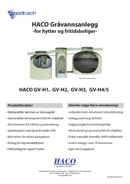 Haco produktark for gråvannsanlegg 1-4 hytter
