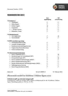 Økonomisk modell for klubbene i Oddsen-ligaen 2012