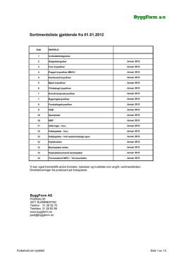Sortimentsliste gjeldende fra 01.01.2012