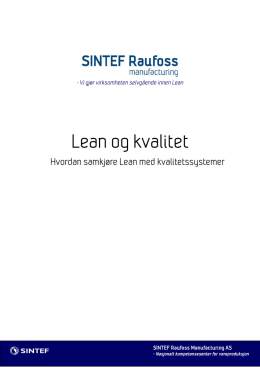 Lean og kvalitet - SINTEF Raufoss Manufacturing