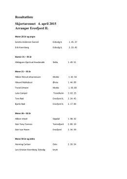 Resultatliste Skjortarennet 4. april 2015 Arrangør Eresfjord IL