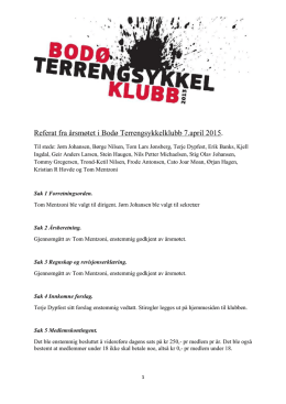 Referat fra årsmøtet i Bodø Terrengsykkelklubb 7.april 2015.