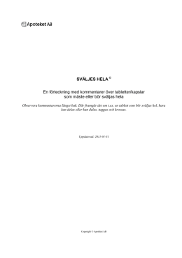 SV&Auml;LJES HELA En f&ouml;rteckning med kommentarer &ouml;ver tabletter